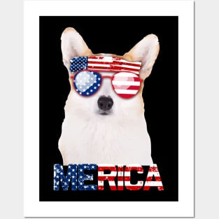 Merica Corgi Dog American Flag 4Th Of July Posters and Art